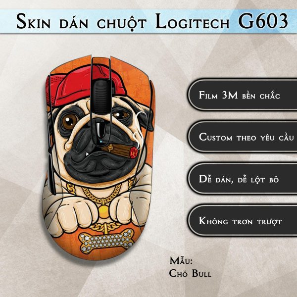 Skin dán chuột Logitech G603 mẫu Chó Bull