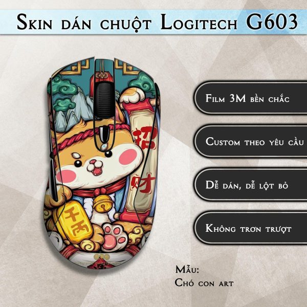 Skin dán chuột Logitech G603 mẫu Chó con art