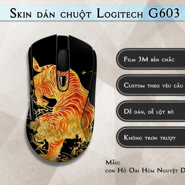 Skin dán chuột Logitech G603 mẫu con Hổ Oai Hùm Nguyệt Dạ
