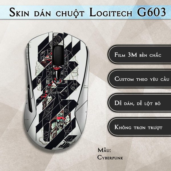 Skin dán chuột Logitech G603 mẫu Cyberpunk