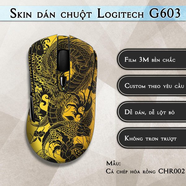 Skin dán chuột Logitech G603 mẫu Cá chép hóa rồng CHR002