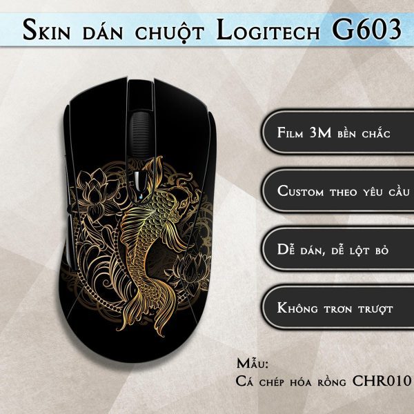 Skin dán chuột Logitech G603 mẫu Cá chép hóa rồng CHR010