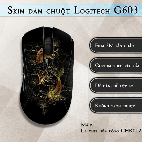 Skin dán chuột Logitech G603 mẫu Cá chép hóa rồng CHR012