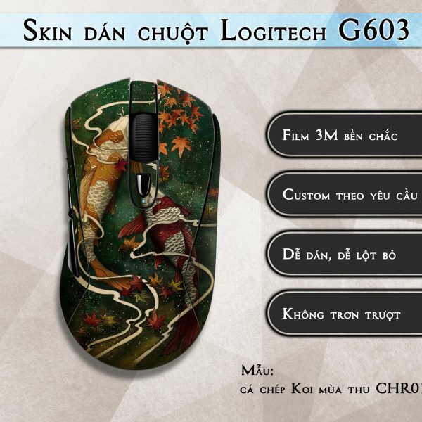 Skin dán chuột Logitech G603 mẫu cá chép Koi mùa thu CHR017