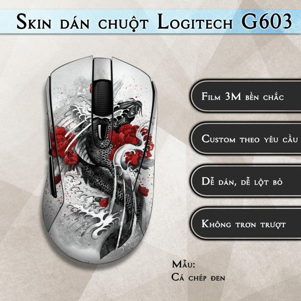 Skin dán chuột Logitech G603 mẫu Cá chép đen