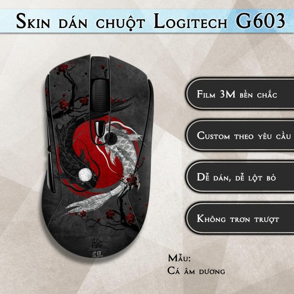 Skin dán chuột Logitech G603 mẫu Cá âm dương