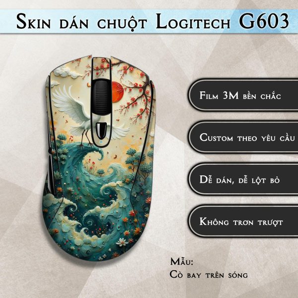 Skin dán chuột Logitech G603 mẫu Cò bay trên sóng