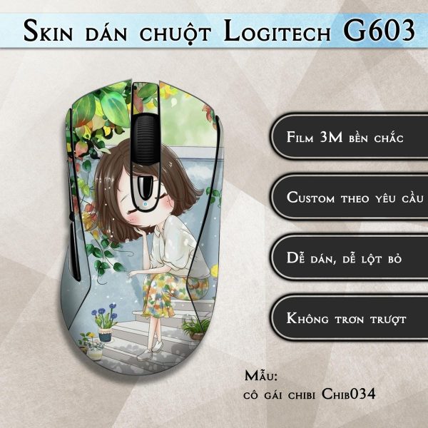 Skin dán chuột Logitech G603 mẫu cô gái chibi Chib034