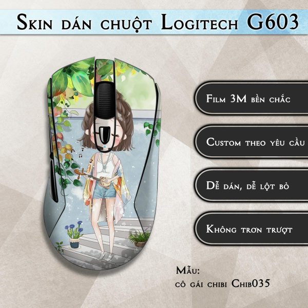 Skin dán chuột Logitech G603 mẫu cô gái chibi Chib035
