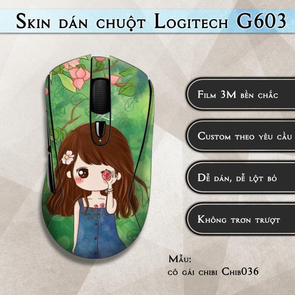 Skin dán chuột Logitech G603 mẫu cô gái chibi Chib036