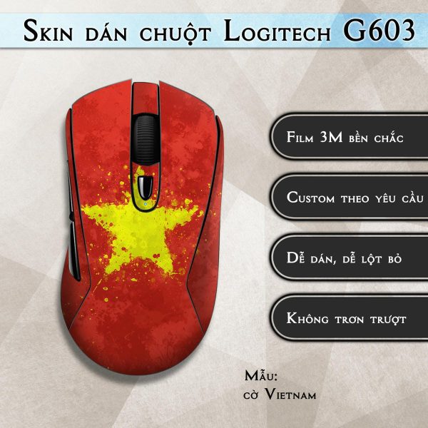 Skin dán chuột Logitech G603 mẫu cờ Vietnam
