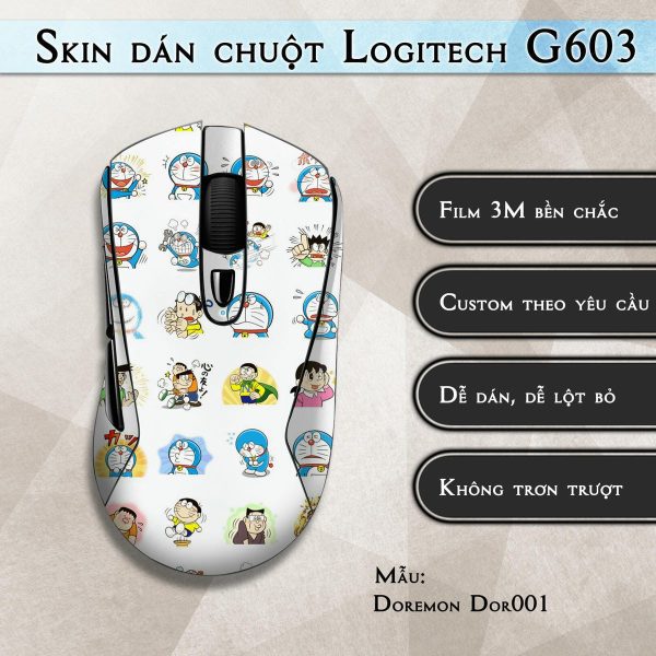 Skin dán chuột Logitech G603 mẫu Doremon Dor001