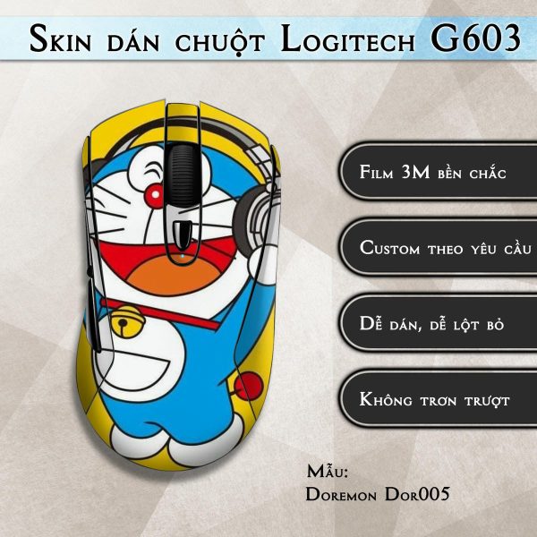 Skin dán chuột Logitech G603 mẫu Doremon Dor005