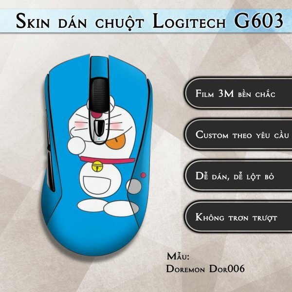 Skin dán chuột Logitech G603 mẫu Doremon Dor006