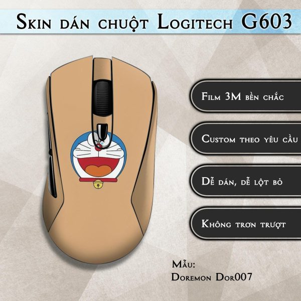 Skin dán chuột Logitech G603 mẫu Doremon Dor007