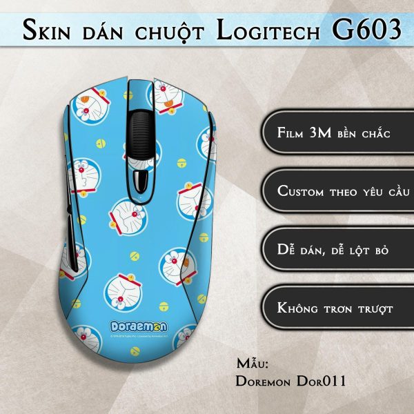 Skin dán chuột Logitech G603 mẫu Doremon Dor011