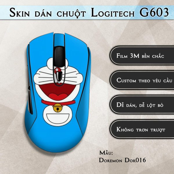 Skin dán chuột Logitech G603 mẫu Doremon Dor016