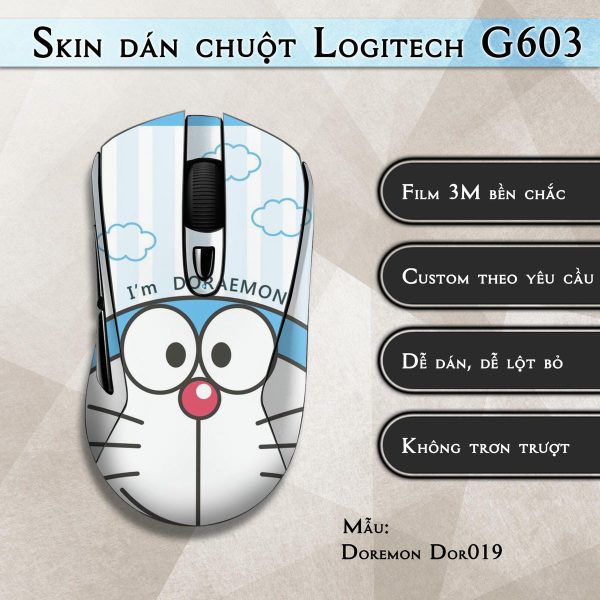 Skin dán chuột Logitech G603 mẫu Doremon Dor019