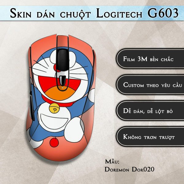 Skin dán chuột Logitech G603 mẫu Doremon Dor020