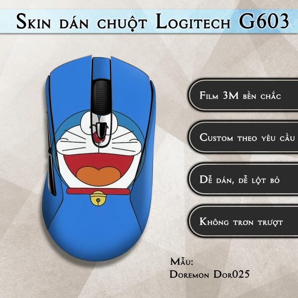 Skin dán chuột Logitech G603 mẫu Doremon Dor025