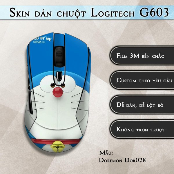Skin dán chuột Logitech G603 mẫu Doremon Dor028
