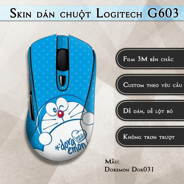 Skin dán chuột Logitech G603 mẫu Doremon Dor031