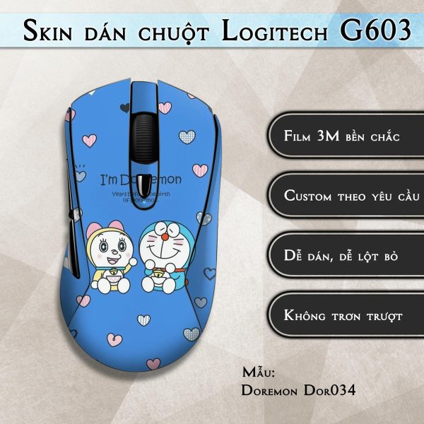 Skin dán chuột Logitech G603 mẫu Doremon Dor034