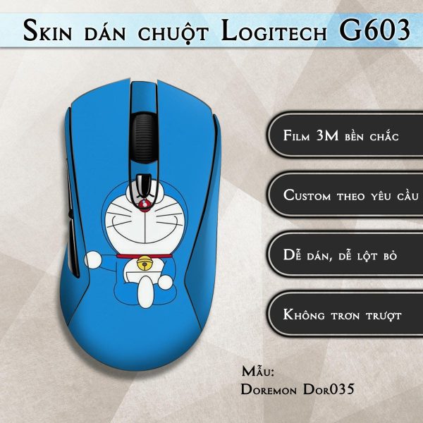 Skin dán chuột Logitech G603 mẫu Doremon Dor035