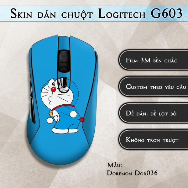 Skin dán chuột Logitech G603 mẫu Doremon Dor036
