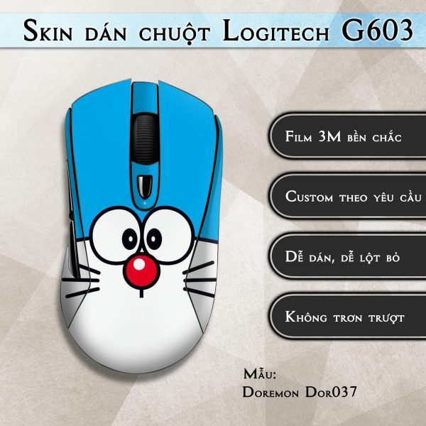 Skin dán chuột Logitech G603 mẫu Doremon Dor037