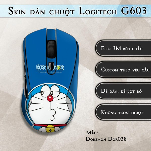 Skin dán chuột Logitech G603 mẫu Doremon Dor038