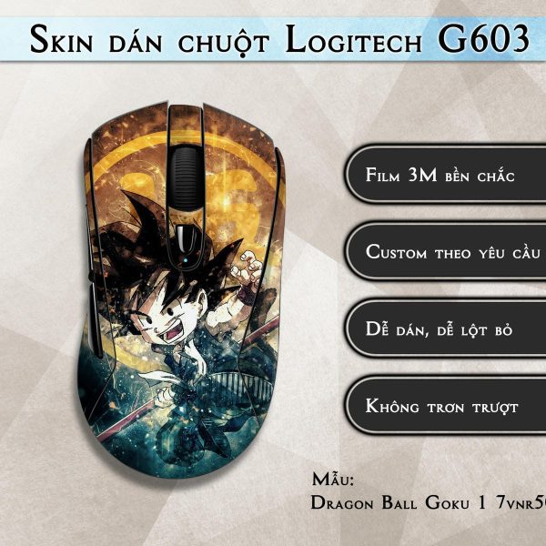 Skin dán chuột Logitech G603 mẫu Dragon Ball Goku 7vnr50