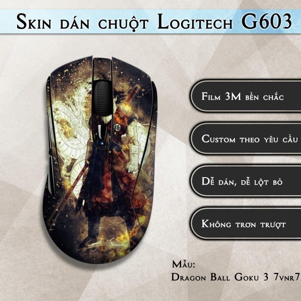Skin dán chuột Logitech G603 mẫu Dragon Ball Goku 7vnr72