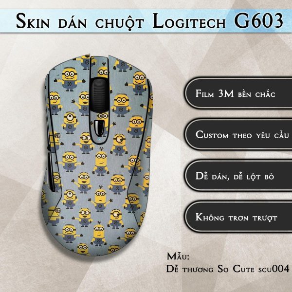 Skin dán chuột Logitech G603 mẫu Dễ thương So Cute scu004