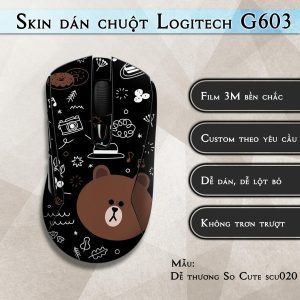 Skin dán chuột Logitech G603 mẫu Dễ thương So Cute scu020