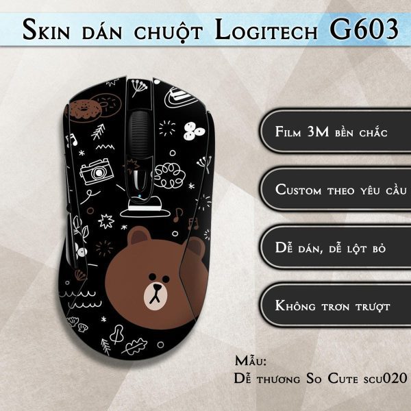Skin dán chuột Logitech G603 mẫu Dễ thương So Cute scu020