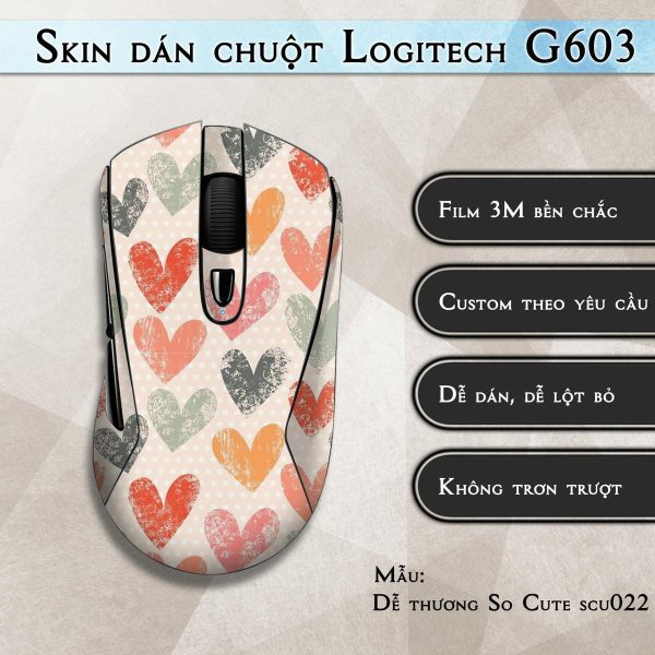 Skin dán chuột Logitech G603 mẫu Dễ thương So Cute scu022