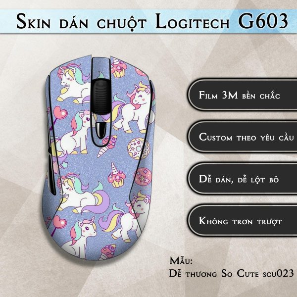 Skin dán chuột Logitech G603 mẫu Dễ thương So Cute scu023