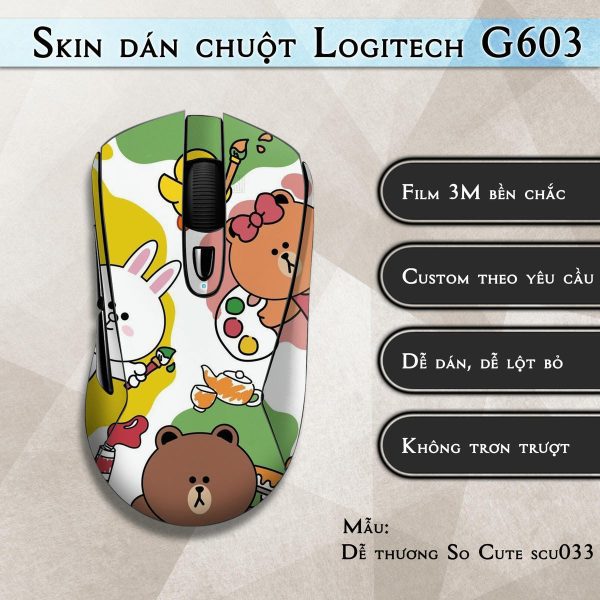 Skin dán chuột Logitech G603 mẫu Dễ thương So Cute scu033