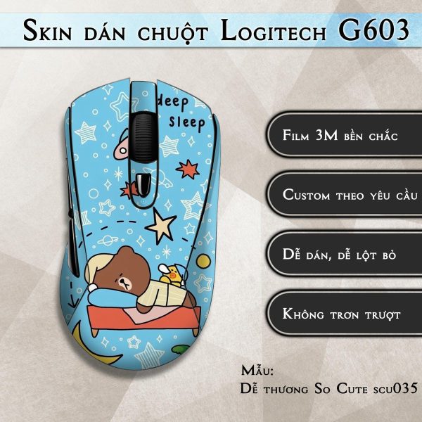 Skin dán chuột Logitech G603 mẫu Dễ thương So Cute scu035