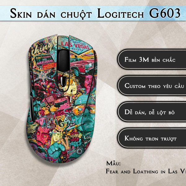 Skin dán chuột Logitech G603 mẫu Fear and Loathing in Las Vegas