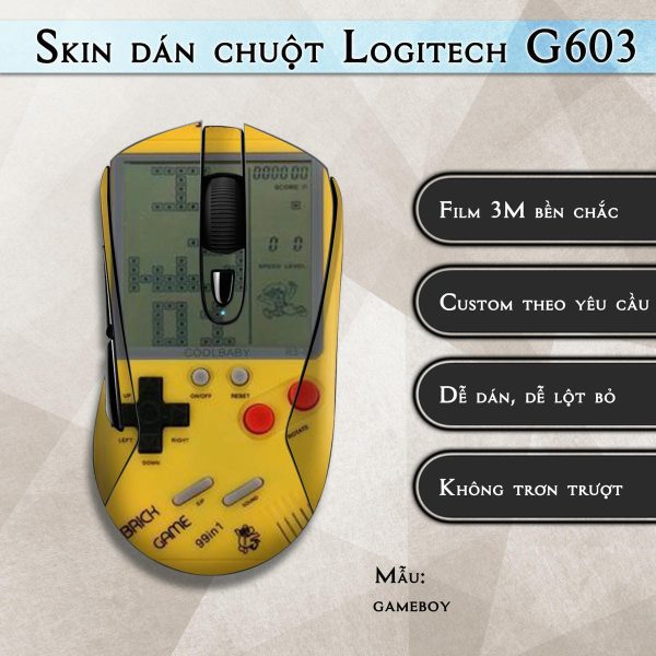 Skin dán chuột Logitech G603 mẫu gameboy