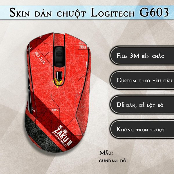 Skin dán chuột Logitech G603 mẫu gundam đỏ