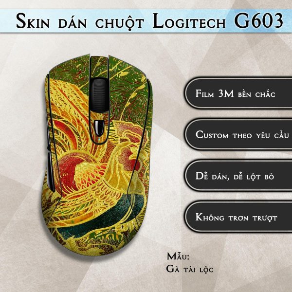 Skin dán chuột Logitech G603 mẫu Gà tài lộc