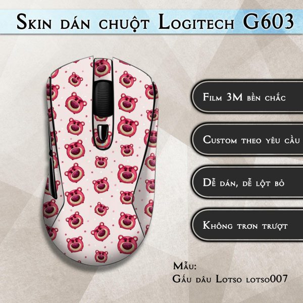 Skin dán chuột Logitech G603 mẫu Gấu dâu Lotso lotso007