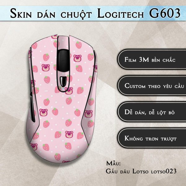 Skin dán chuột Logitech G603 mẫu Gấu dâu Lotso lotso023
