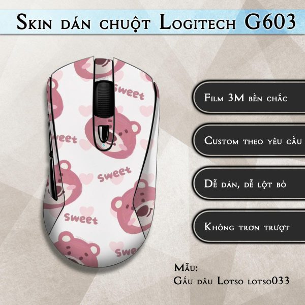 Skin dán chuột Logitech G603 mẫu Gấu dâu Lotso lotso033