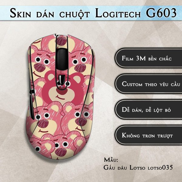 Skin dán chuột Logitech G603 mẫu Gấu dâu Lotso lotso035