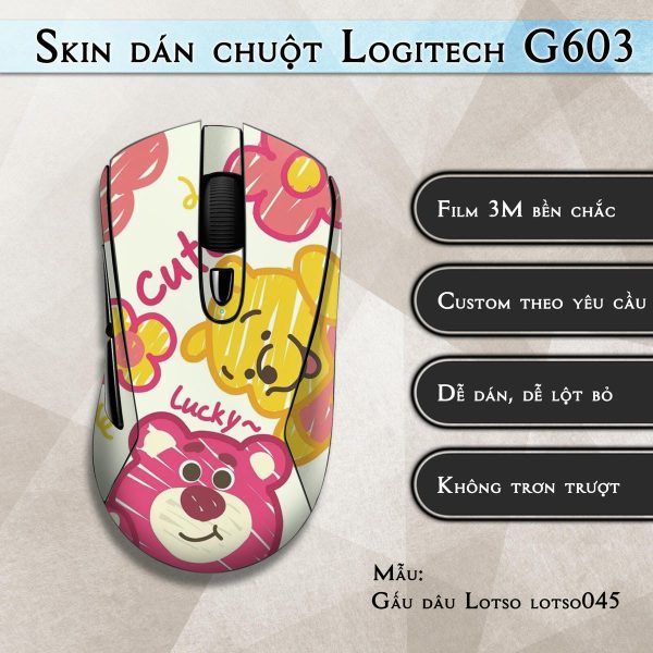 Skin dán chuột Logitech G603 mẫu Gấu dâu Lotso lotso045