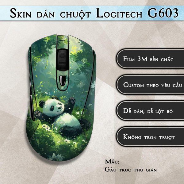 Skin dán chuột Logitech G603 mẫu Gấu trúc thư giãn